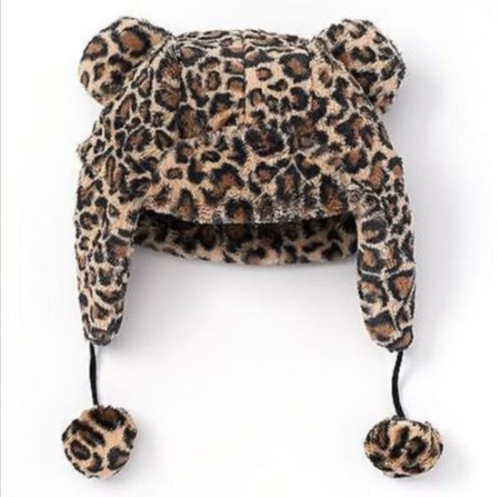 So Kohl's Girls Leopard Trapper Hat Pom Small 4-7